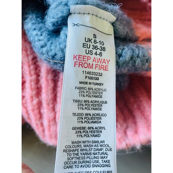 Topshop Pullover Sweater Colorblock Pink Blue Gray Small - Picture 7 of 8